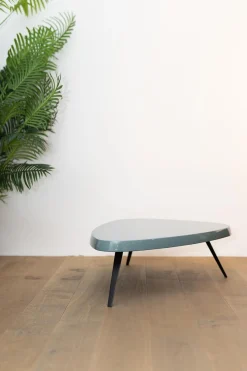 Cassina Couchtische|Couchtisch Mexique Platte Lack Petrol Blau Metallgestell Schwarz Lackiert