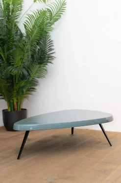 Cassina Couchtische|Couchtisch Mexique Platte Lack Petrol Blau Metallgestell Schwarz Lackiert