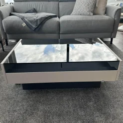 Loddenkemper Couchtische|Couchtisch Minos Parsolplatte Kristallgrau Auszüge Links Und Rechts Weiß