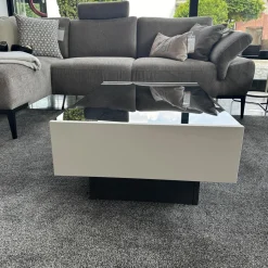 Loddenkemper Couchtische|Couchtisch Minos Parsolplatte Kristallgrau Auszüge Links Und Rechts Weiß