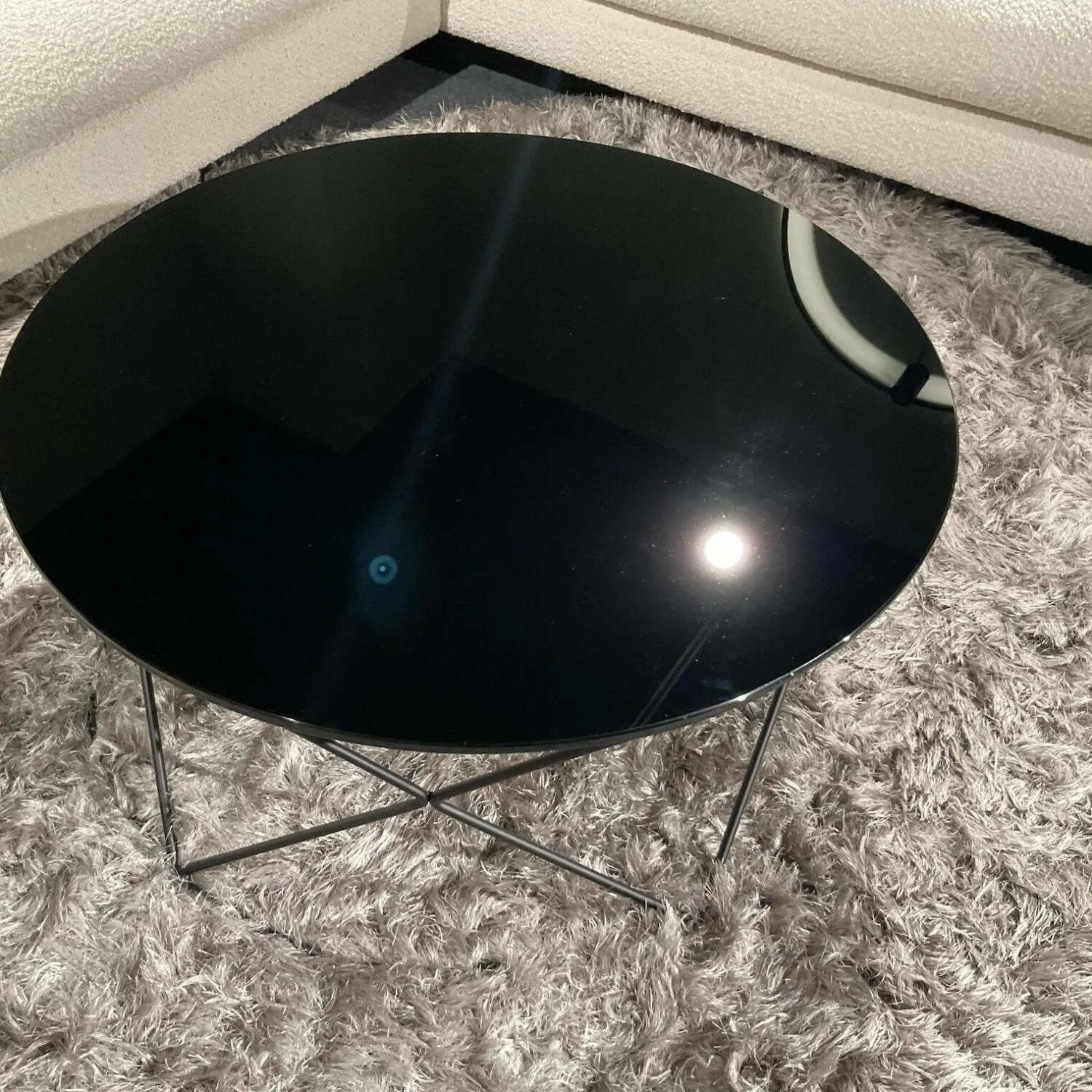 Christine Kröncke Couchtische|Couchtisch Moi Black Edition Platte Glas Schwarz Hinterlackiert Gestellt Stahl Schwarz Matt