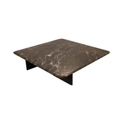 Poliform Couchtische|Couchtisch Mush Platte Stein St Laurent Schwarz Weiß Hochglanz Gestell Ulme Schwarz