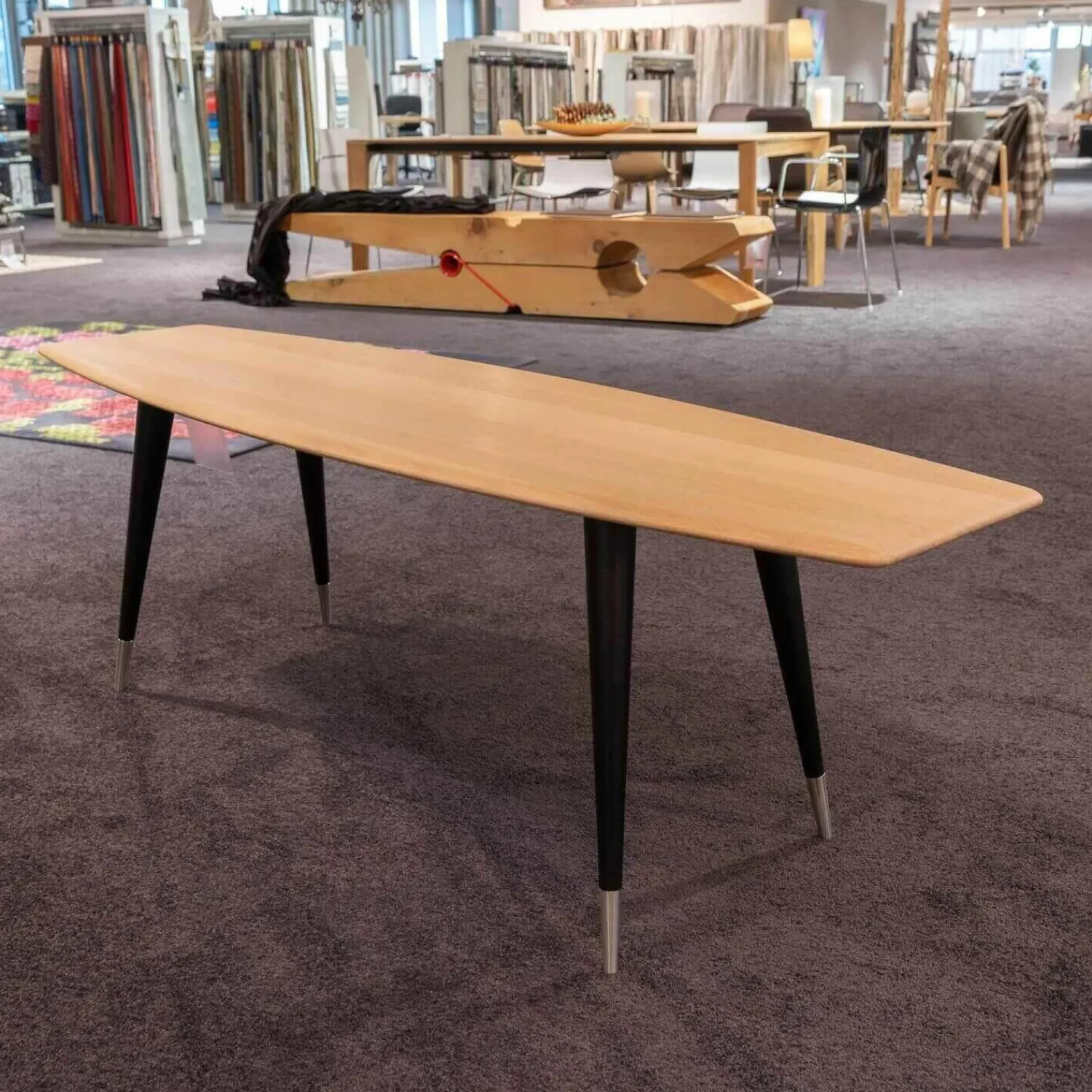 Naver Collection Couchtische|Couchtisch NA/AK Eiche Weiss Öl 2580-2504A Beine schwarz mit Stahlmantel