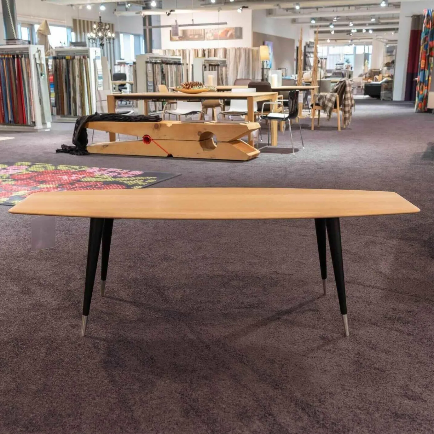 Naver Collection Couchtische|Couchtisch NA/AK Eiche Weiss Öl 2580-2504A Beine schwarz mit Stahlmantel