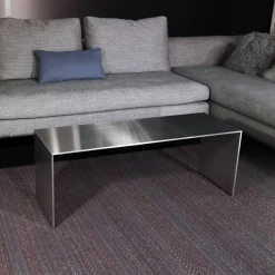Cassina Couchtische|Couchtisch Note Niedrig Mit Rollen Lack Glänzend Weiß Und Brücke Aluminium Eloxiert
