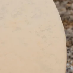 Bretz Couchtische|Couchtisch Ohlinda Type J 118 L Rund WS White Stone Weiß Gestell Gold Lackiert