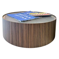 B&B Italia Couchtische|Couchtisch Planck Tischplatte Glas Geätzt Halbtransparent Korpus Rosewood Mutilaminar Holz