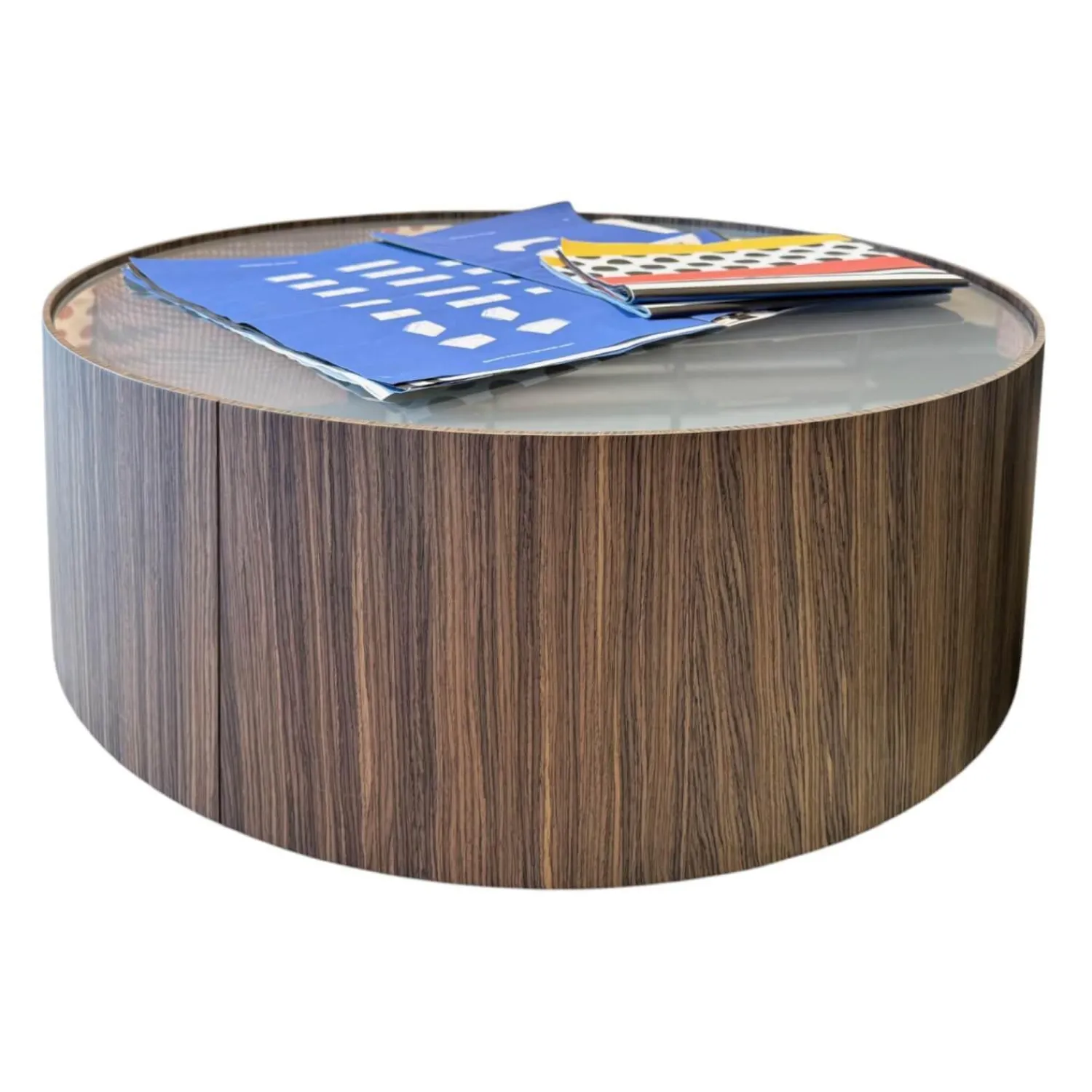 B&B Italia Couchtische|Couchtisch Planck Tischplatte Glas Geätzt Halbtransparent Korpus Rosewood Mutilaminar Holz