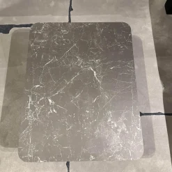 Bacher Couchtische|Couchtisch Prego Platte Keramik Matt Rock Schwarz Silber Korpus Lack Matt Tiefschwarz Gestell Schwarz Tiefmatt Pulverbeschichtet