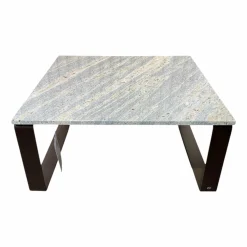 Draenert Couchtische|Couchtisch Primus Platte Gneis Bianco Romano Grau Gestell Dunkelbronze