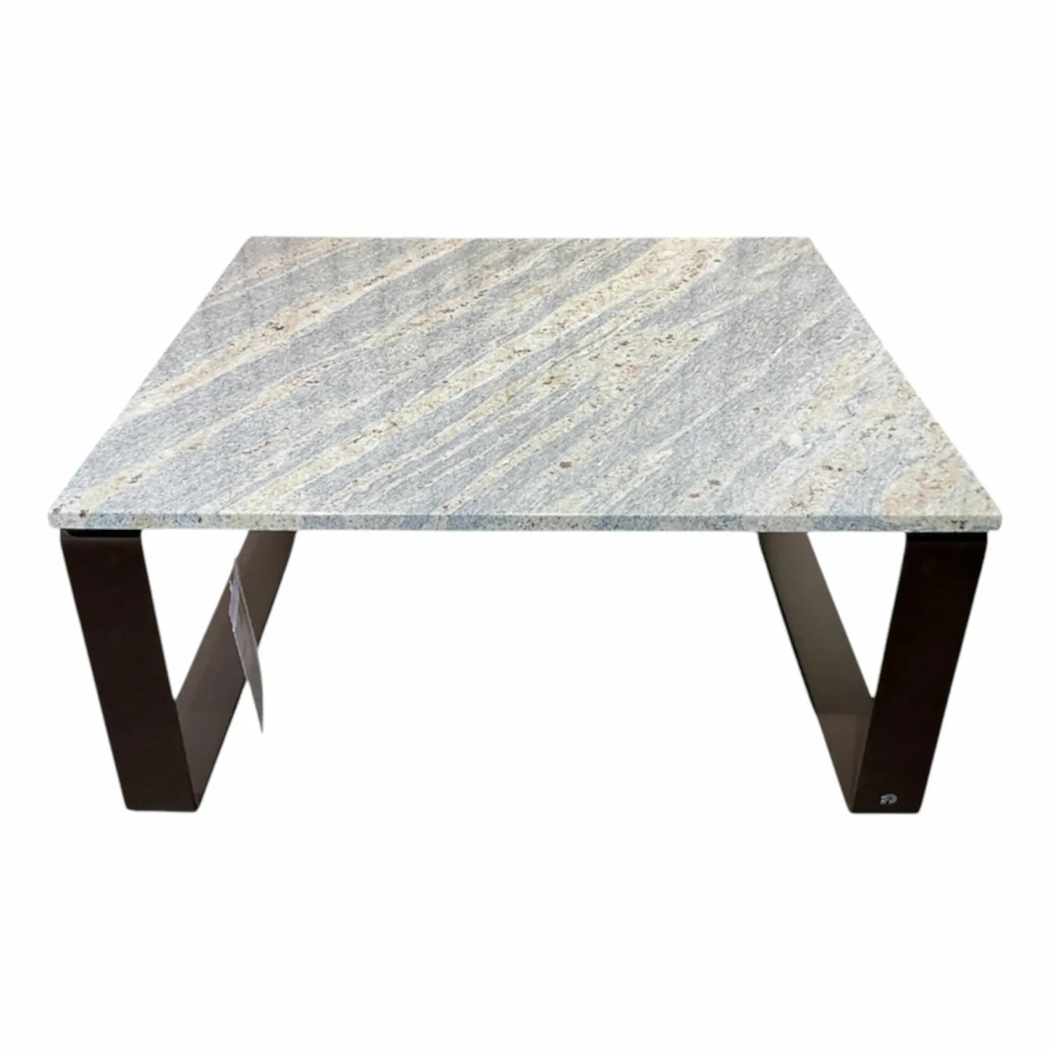 Draenert Couchtische|Couchtisch Primus Platte Gneis Bianco Romano Grau Gestell Dunkelbronze