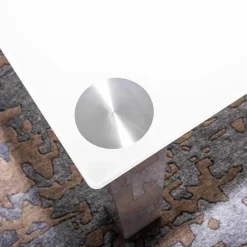 Eve Collection Couchtische|Couchtisch Rimini Optiwhiteplatte Applikationen in Titansilber Füße RAL 9003 HG