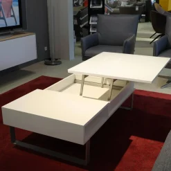 Vierhaus Couchtische|Couchtisch S1080 WSW Weiß RAL 9010 mit Verstellbarer Platte