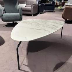 Venjakob Couchtische|Couchtisch Segel 6204 Platte Keramik Carrara Weiß Gestell Metall Anthrazit Matt