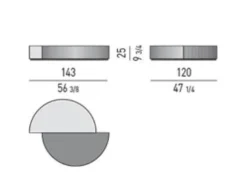 Minotti Couchtische|Couchtisch Shields L.Sand Peltro Geformtes MDF Stahlblech mit glänzendem Black-Nickel-Finish