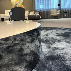 Minotti Couchtische|Couchtisch Shields L.Sand Peltro Geformtes MDF Stahlblech mit glänzendem Black-Nickel-Finish