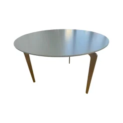 Kettnaker Couchtische|Couchtisch Solo Rund Platte Lack Kristallblau Blau Weiß Füße Chrom