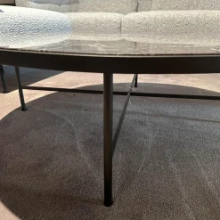 Papadatos Couchtische|Couchtisch Symi Platte Marmor Rosso Levanto Rot Weiß Gestell Stahl Schwarz Pulverbeschichtet