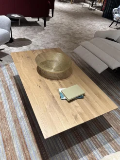 Natura Couchtische|Couchtisch Tucson Platte Wildeiche Massiv Geölt Bodenplatte Metall Schwarz