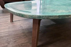 Baxter Couchtische|Couchtisch Vietri Tischplatte Marmor Türkis Gestell Esche Gefärbt Nussbaumfarbig