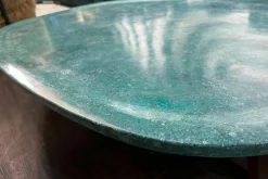 Baxter Couchtische|Couchtisch Vietri Tischplatte Marmor Türkis Gestell Esche Gefärbt Nussbaumfarbig