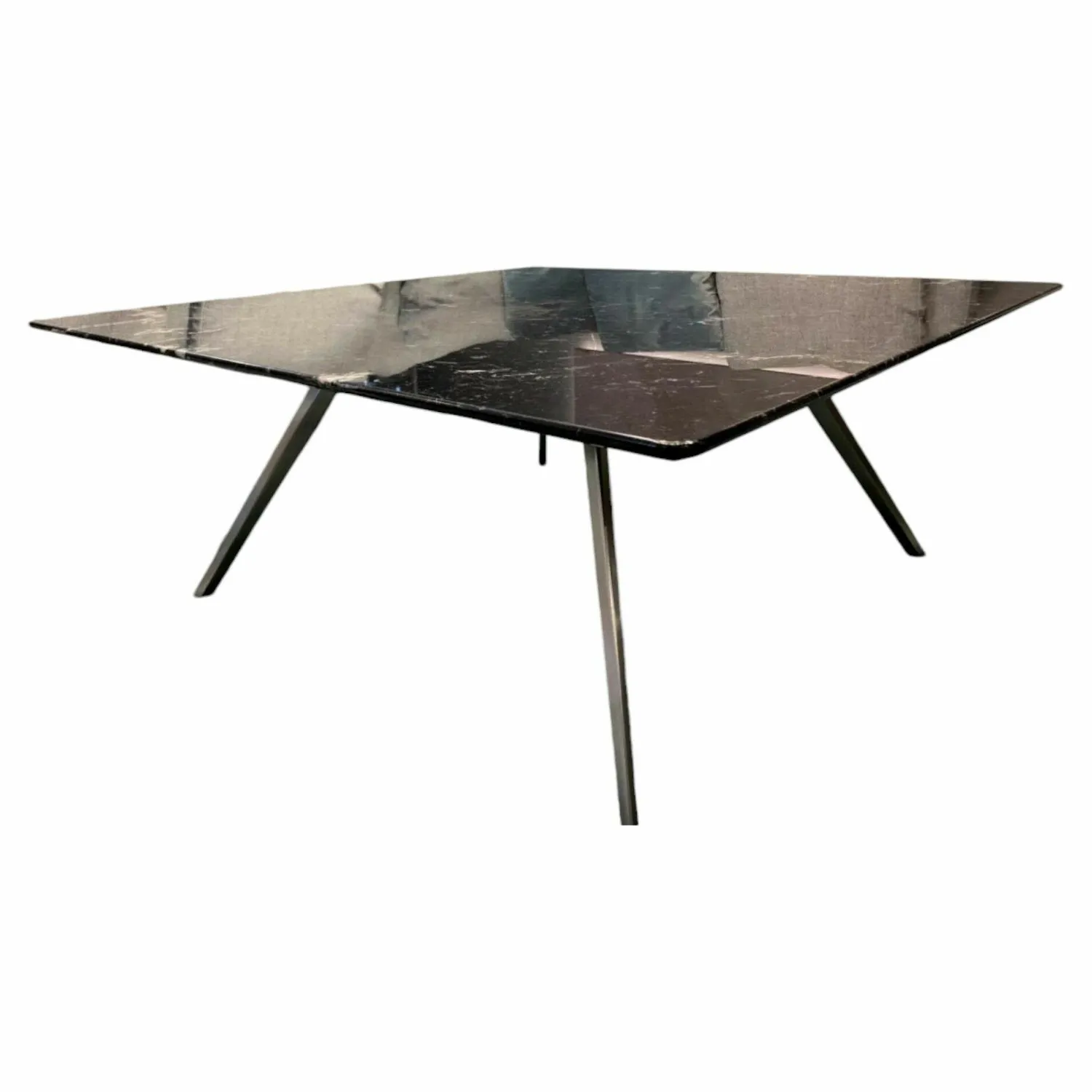 Flexform Couchtische|Couchtisch Zefiro Platte Marmor Nero Marquina Poliert Schwarz Gestell Metall Satiniert Schwarz