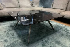 Flexform Couchtische|Couchtisch Zefiro Platte Marmor Nero Marquina Poliert Schwarz Gestell Metall Satiniert Schwarz