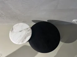 Janua Couchtische|Couchtischset BC09 Tischplatte Eiche Schwarz Gebeizt Und Maramor Calacatta Veneto Weiß Beige Mit Kieselkante Gestell Aluminium Elioxiert Bronze Schwarz