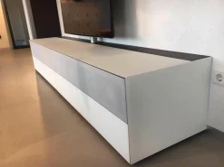 Spectral Smart Furniture Kommoden & Sideboards|Dolby Surround Lowboard Ameno Glas Matt Weiß mit 2 Hängeelementen