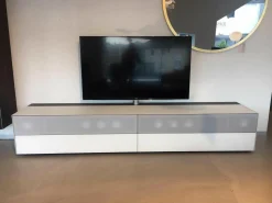 Spectral Smart Furniture Kommoden & Sideboards|Dolby Surround Lowboard Ameno Glas Matt Weiß mit 2 Hängeelementen