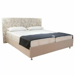 Schramm Polsterbetten|Doppelbett Gala GA28-S-3B Stoff Max 220 Beige Uni Fuss MS 20 Alu Matt Ohne Matratze Und Untermatratze