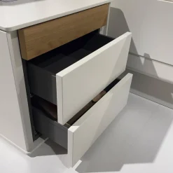 Hülsta Polsterbetten|Doppelbett Multi Bed 4271 Lack Weiß Aufsatzpolster Leder 5126 Mocca Braun Mit Konsolen Und Beleuchtung Ohne Matratze Und Lattenrost