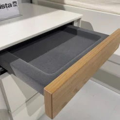 Hülsta Polsterbetten|Doppelbett Multi Bed 4271 Lack Weiß Aufsatzpolster Leder 5126 Mocca Braun Mit Konsolen Und Beleuchtung Ohne Matratze Und Lattenrost