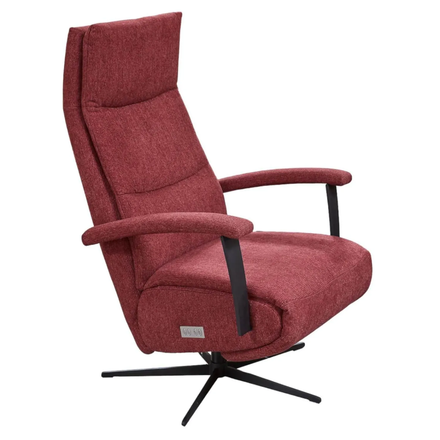 Activineo Relaxsessel|Drehsessel Beppo Stoff Lugo 31 Marsala Rot Armlehne Metall Schwarz Kreuzfuß Metall Schwarz