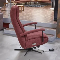 Activineo Relaxsessel|Drehsessel Beppo Stoff Lugo 31 Marsala Rot Armlehne Metall Schwarz Kreuzfuß Metall Schwarz