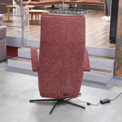 Activineo Relaxsessel|Drehsessel Beppo Stoff Lugo 31 Marsala Rot Armlehne Metall Schwarz Kreuzfuß Metall Schwarz