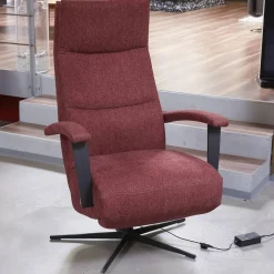 Activineo Relaxsessel|Drehsessel Beppo Stoff Lugo 31 Marsala Rot Armlehne Metall Schwarz Kreuzfuß Metall Schwarz