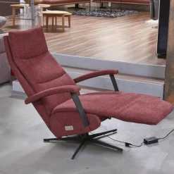 Activineo Relaxsessel|Drehsessel Beppo Stoff Lugo 31 Marsala Rot Armlehne Metall Schwarz Kreuzfuß Metall Schwarz