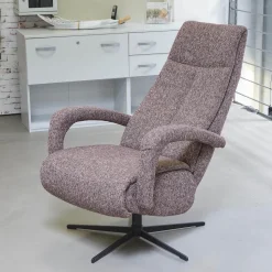 Activineo Relaxsessel|Drehsessel Boss Mit Hocker Stoff Oasis 205 Cabarnet Kreuzdrehfuß Metall Schwarz