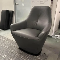 Leolux Relaxsessel|Drehsessel Cantate 682 101 Leder Senso 3906 Ombra Anthrazit Stahlfuß Epoxy Nut Schwarz Mit Memospindel