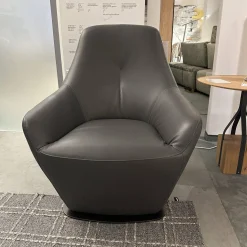 Leolux Relaxsessel|Drehsessel Cantate 682 101 Leder Senso 3906 Ombra Anthrazit Stahlfuß Epoxy Nut Schwarz Mit Memospindel