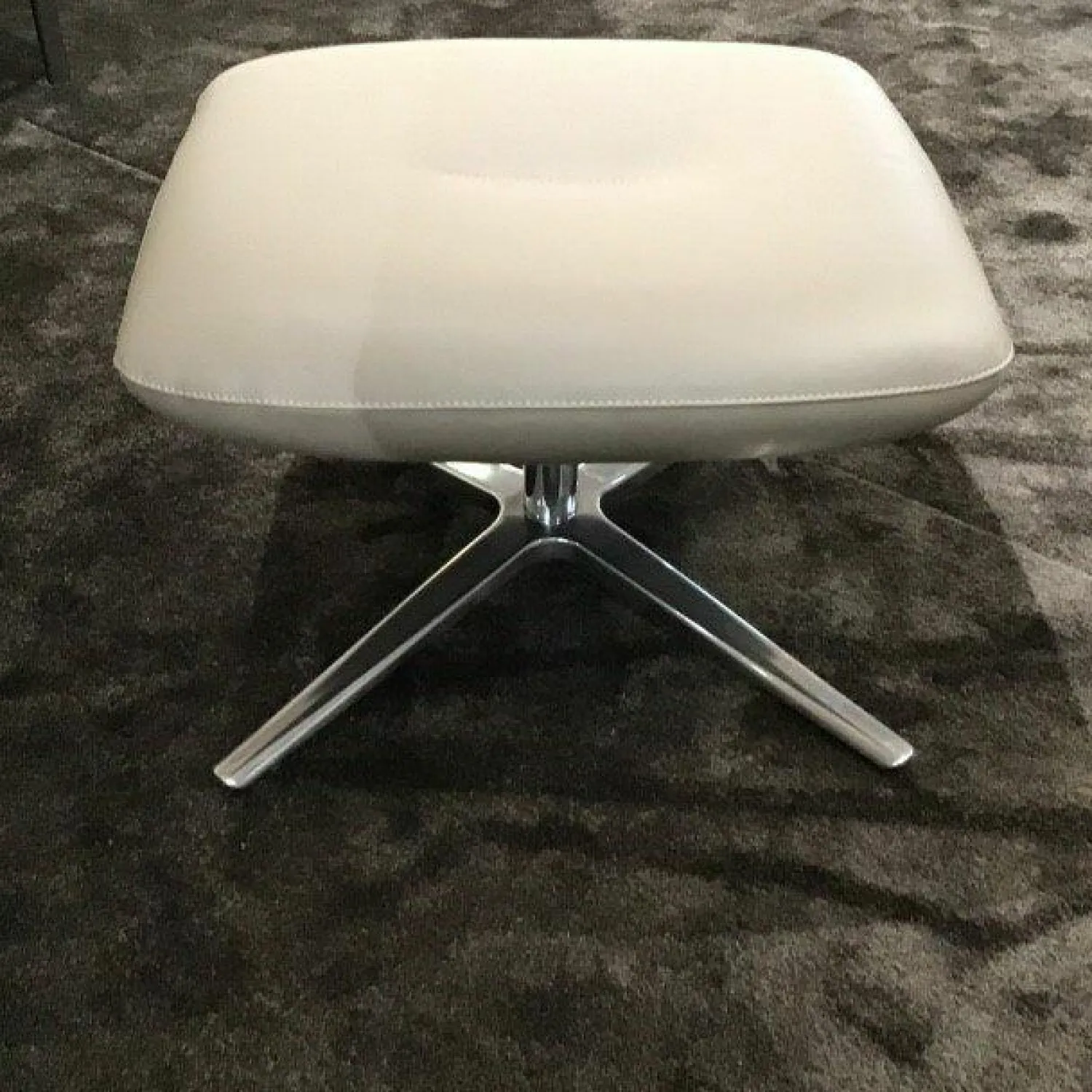 Leolux Relaxsessel|Drehsessel Caruzzo Leder Ceras Brindle Außen Stoff Prairie Weiß mit Hocker