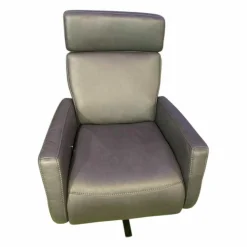 Steinpol Relaxsessel|Drehsessel EM Salo Leder Levita Anthrazit Sternfußgestell Schwarz Matt Lackiert