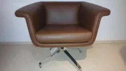 Interprofil Relaxsessel|Drehsessel Falcon Leder 1 Kastanie Braun Gestell Verchromt