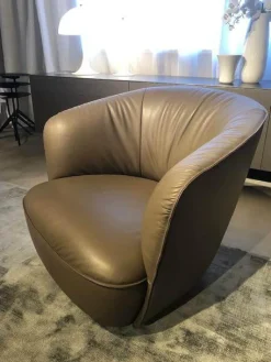 Walter Knoll Relaxsessel|Drehsessel Ishino Bezug Leder Elen 1381 Khaki