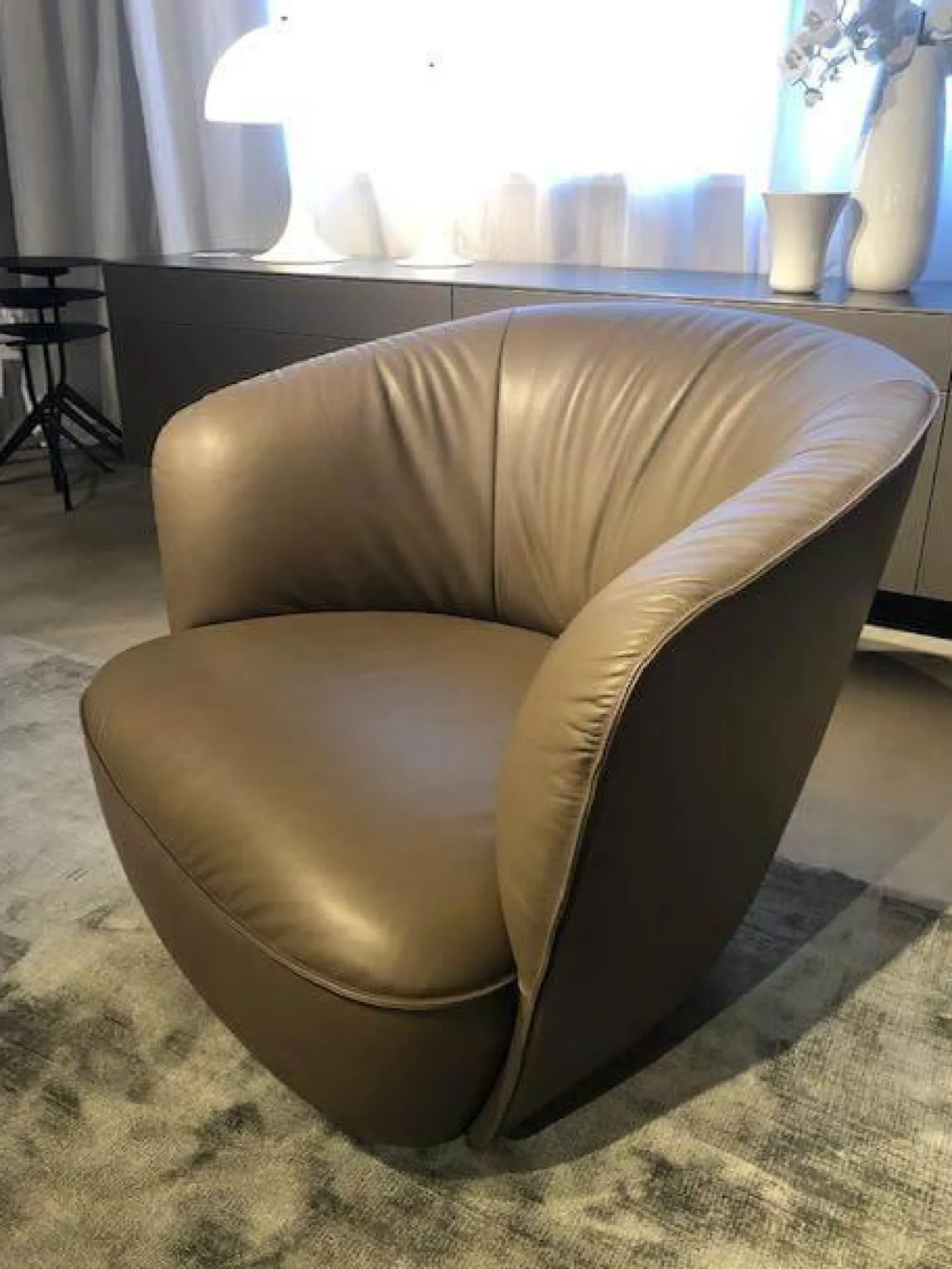 Walter Knoll Relaxsessel|Drehsessel Ishino Bezug Leder Elen 1381 Khaki
