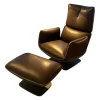 COR Loungesessel|Drehsessel Jalis Leder 920 Espresso Braun Tellerfuß Schwarzbraun mit Hocker und Akkubetrieb
