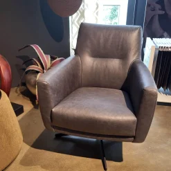 Comfort Republic Loungesessel|Drehsessel Klier Concept No 03 Niedrig Leder Grey PG L30 Grau Kreuzfuß Metall Schwarz