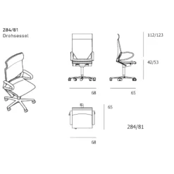 Wilkhahn Bürostühle|Drehsessel Modus 284 81 Leder 74 Schwarz 99 Gestell Aluminium Poliert Mit Rollen
