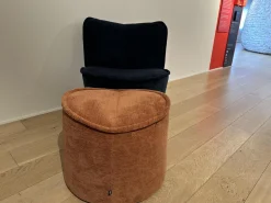 COR Loungesessel|Drehsessel Nenou Stoff 8170 Ozean Blau Inklusive Hocker Oval Stoff 8165 Lachs Orange Drehteller Holzwerkstoff Schwarz